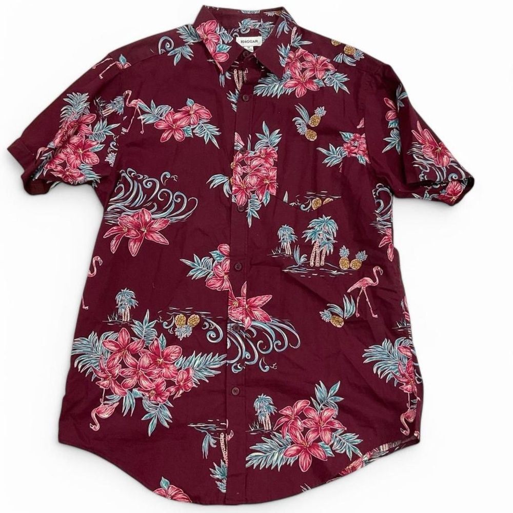 Men's Haggar Floral Maroon Shirt